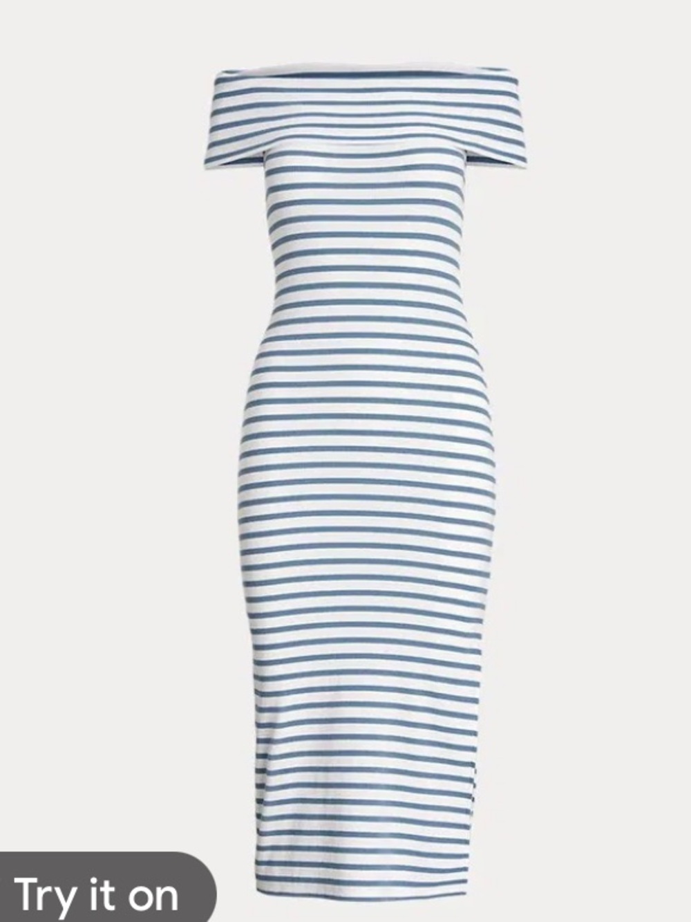 NWT Ralph Lauren Off-Shoulder Blue & White Striped Bodycon Dress Plus Size 2X